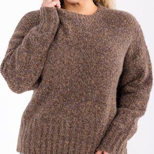 New Cozy Brown Mohair-Blend Plus Pullover Sweater